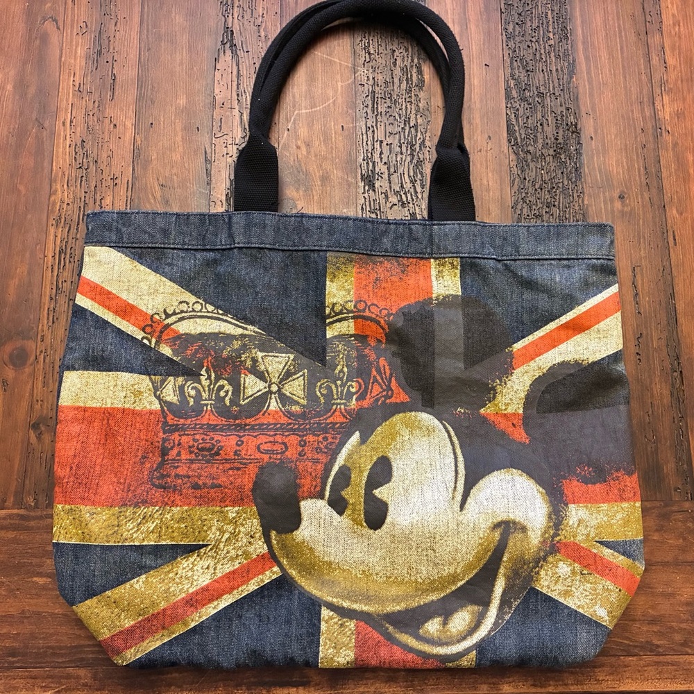 Disney Parks Authentic Mickey Mouse Union Jack Denim Tote